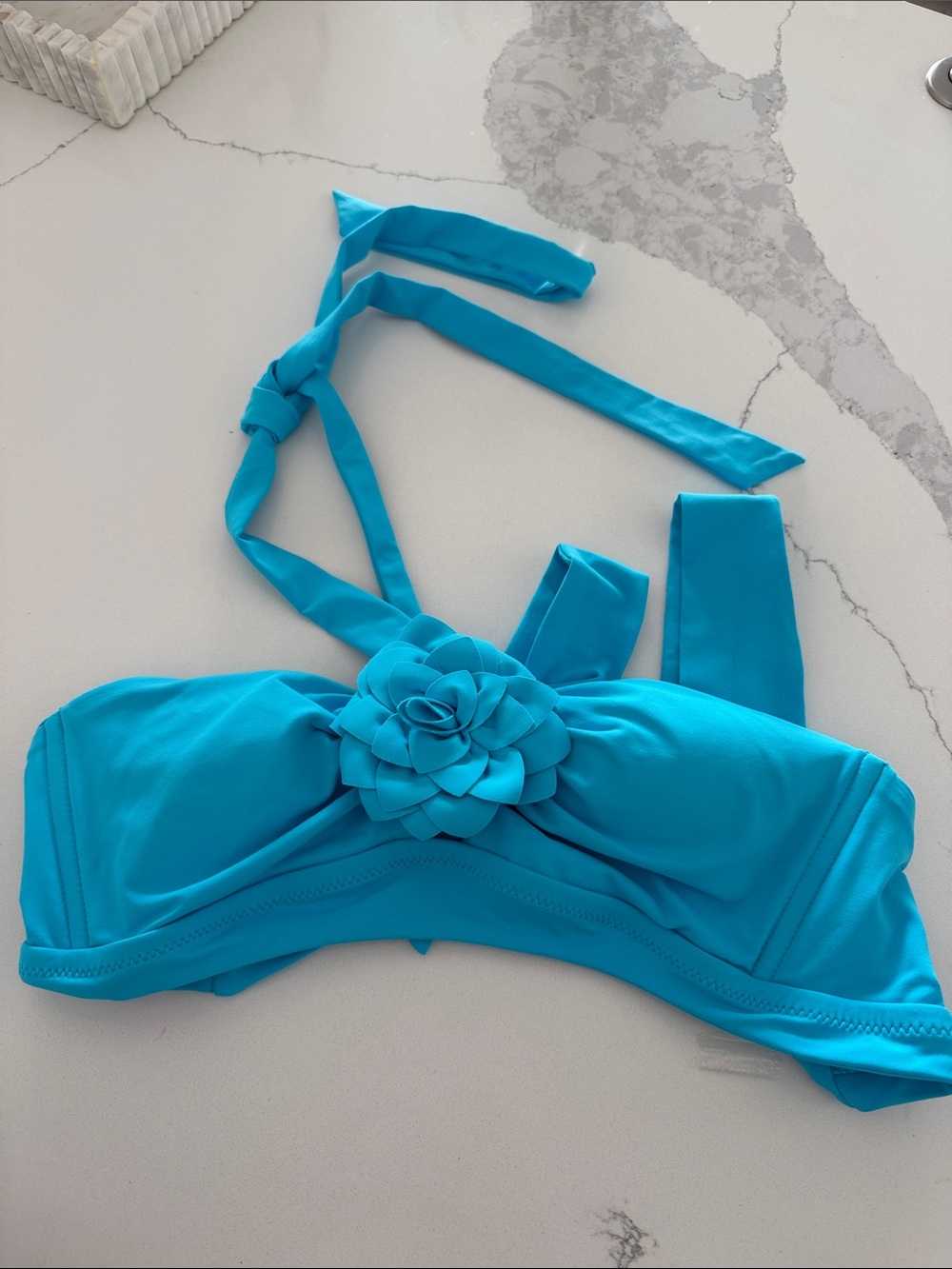 BECCA Turquoise Floral Bandeau Swim Top